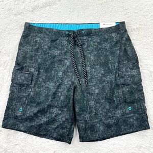 NEW Zeroxposur Swim Trunks Men's XXL Black Spray‎ Stretch Comfort Liner UPF 50+